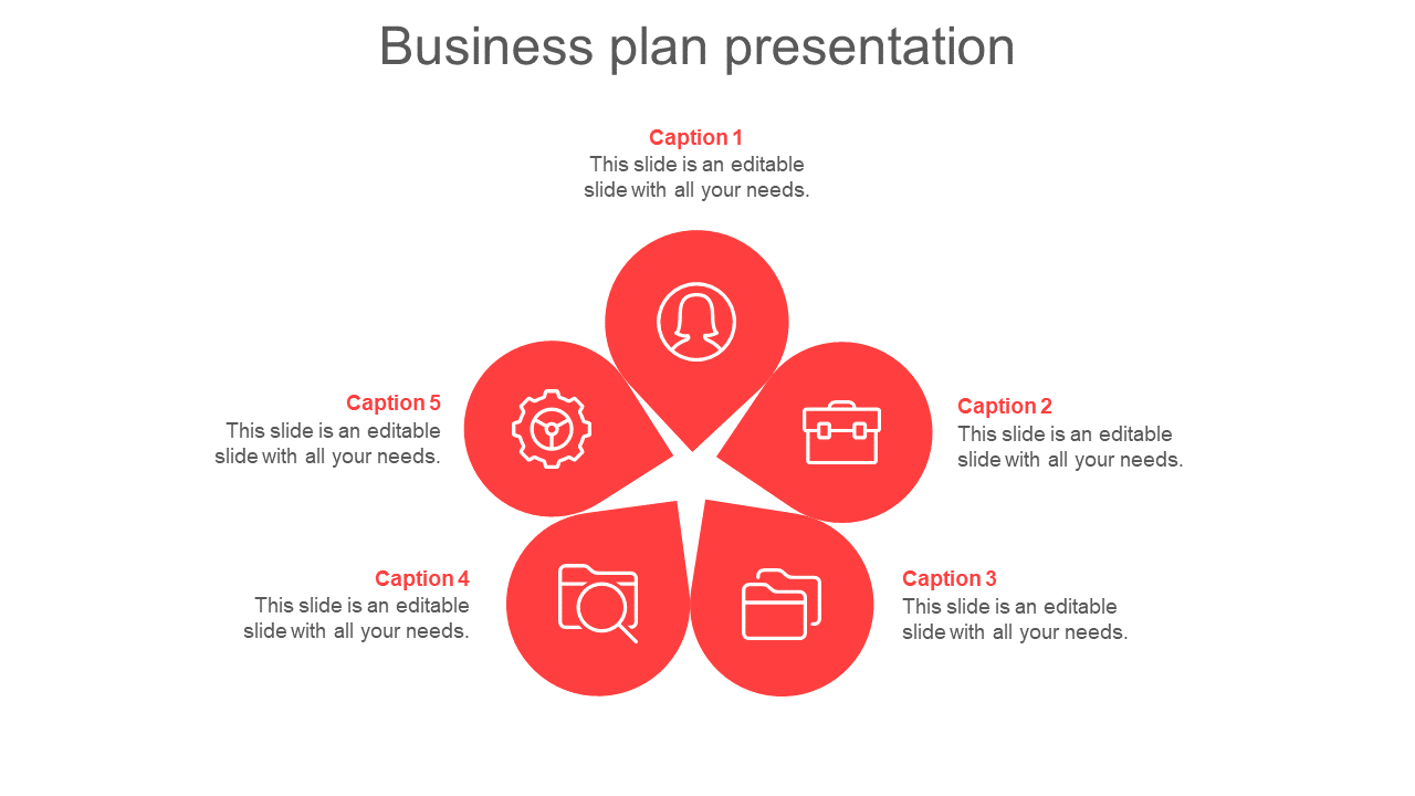 Free - Best Business Plan PowerPoint Example In Red Color
